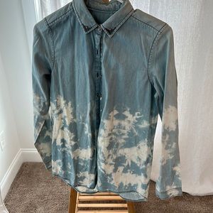 Anthropologie top. Long sleeve mock jean jacket.